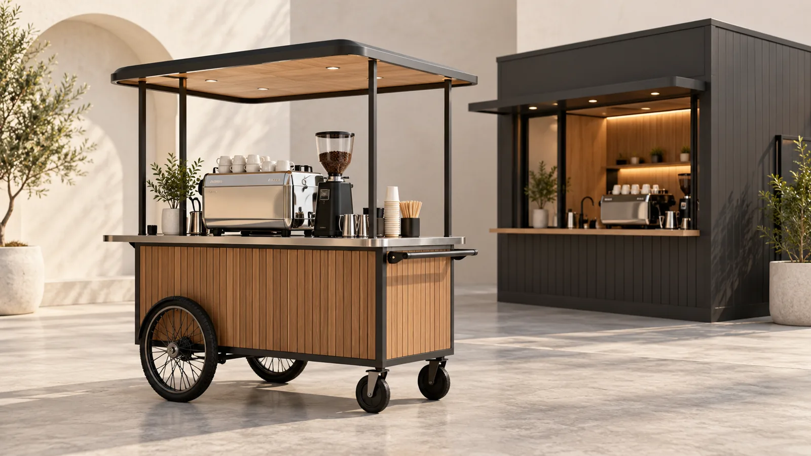 Mẫu xe cà phê có máy pha và máy xay