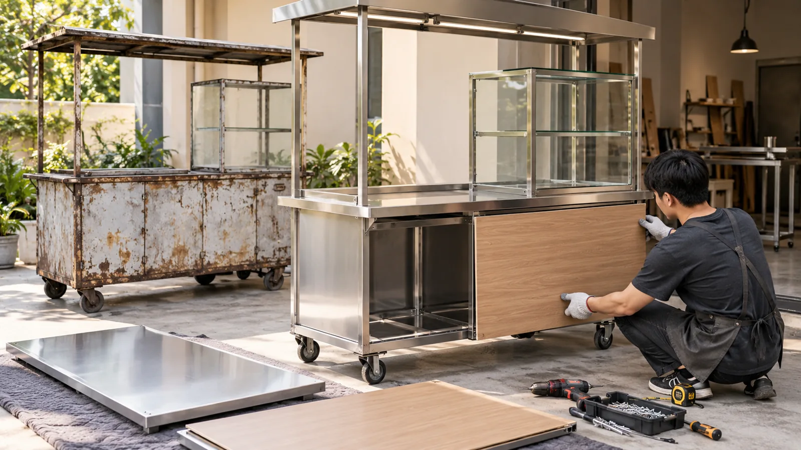 Thay mặt bàn và tấm trang trí xe cũ