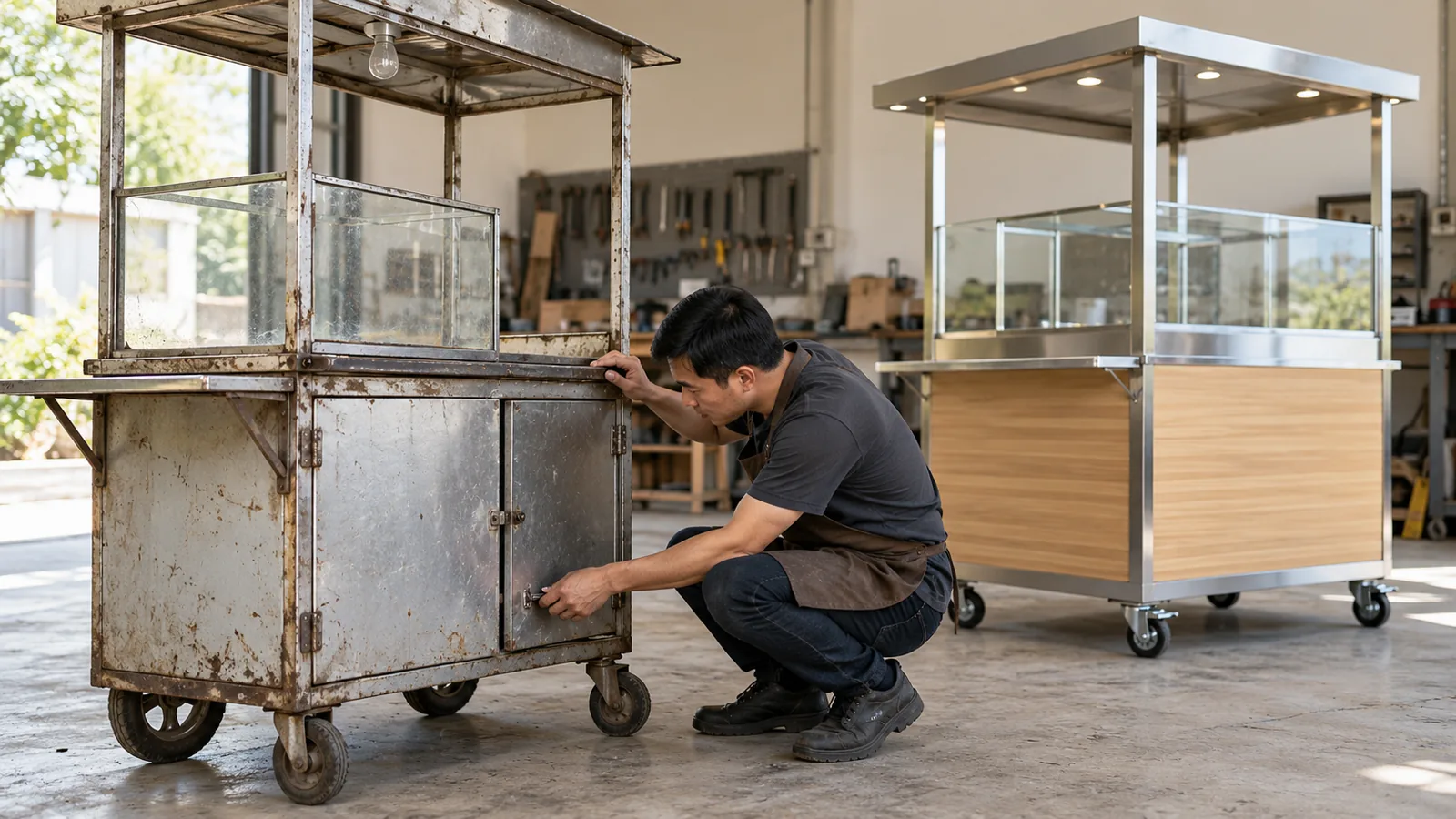 Kiểm tra mối nối và độ thẳng cửa quầy