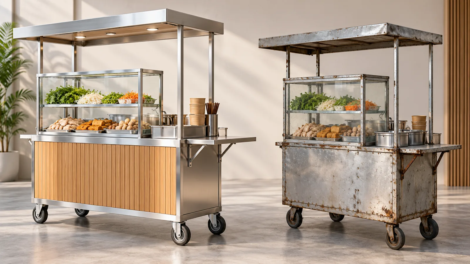 Mẫu quầy kết hợp trưng bày và vùng hoàn thiện món