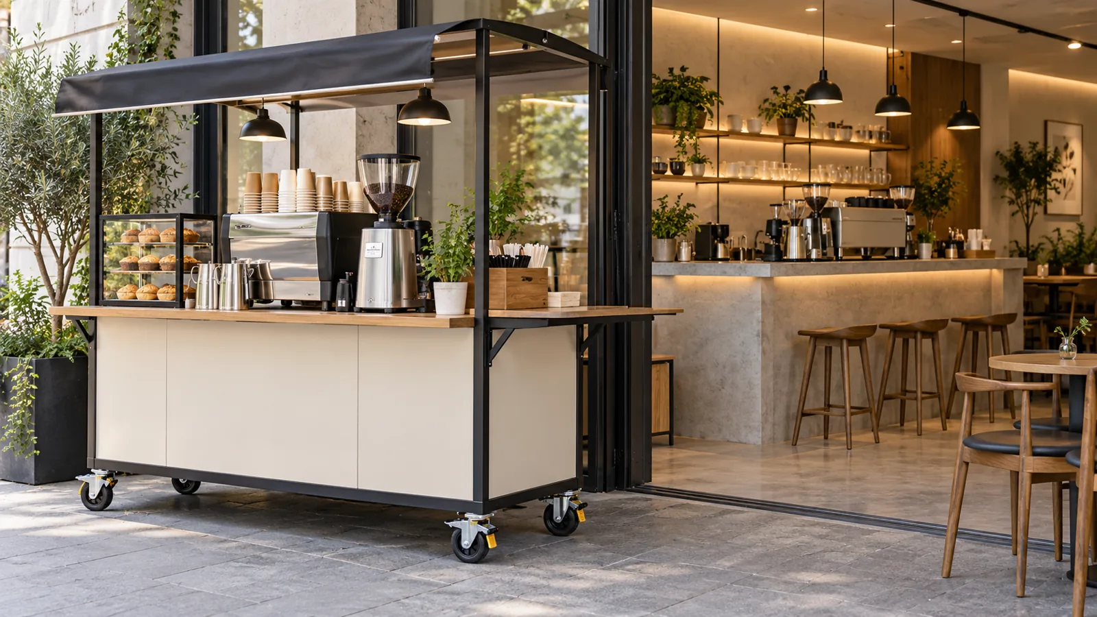 Xe đứng bán với bánh được khóa ổn định
