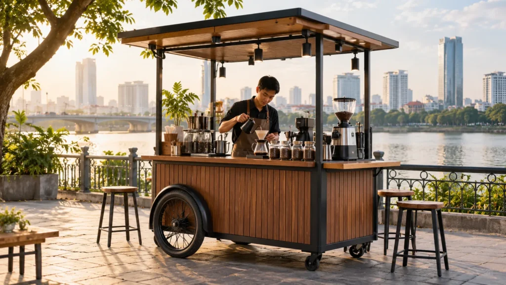 kiot cà phê lưu động gọn